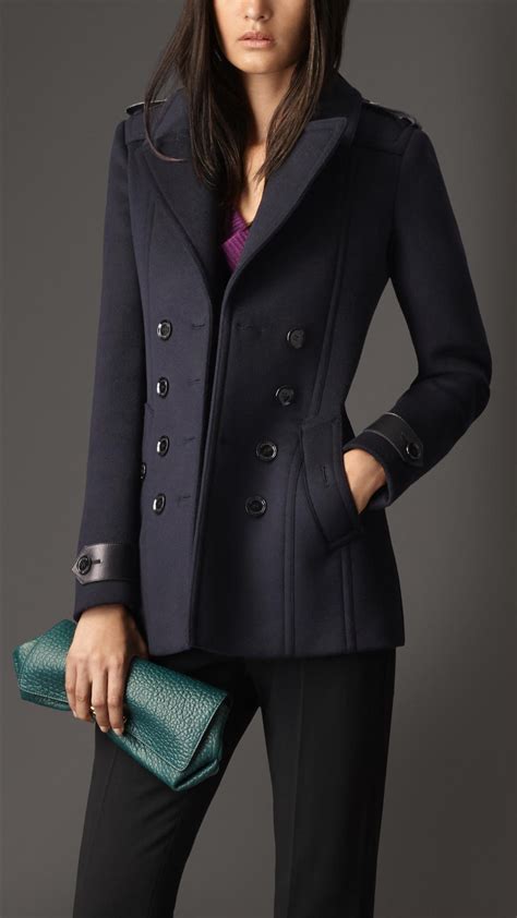 burberry brit military pea coat|Burberry wool cashmere pea coat.